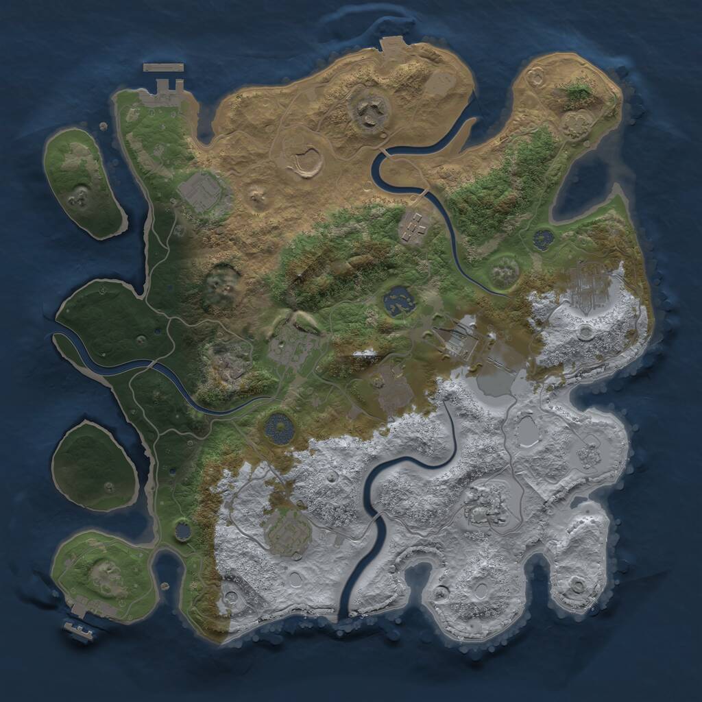 Rust Map: Procedural Map, Size: 3500, Seed: 972146836, 18 Monuments