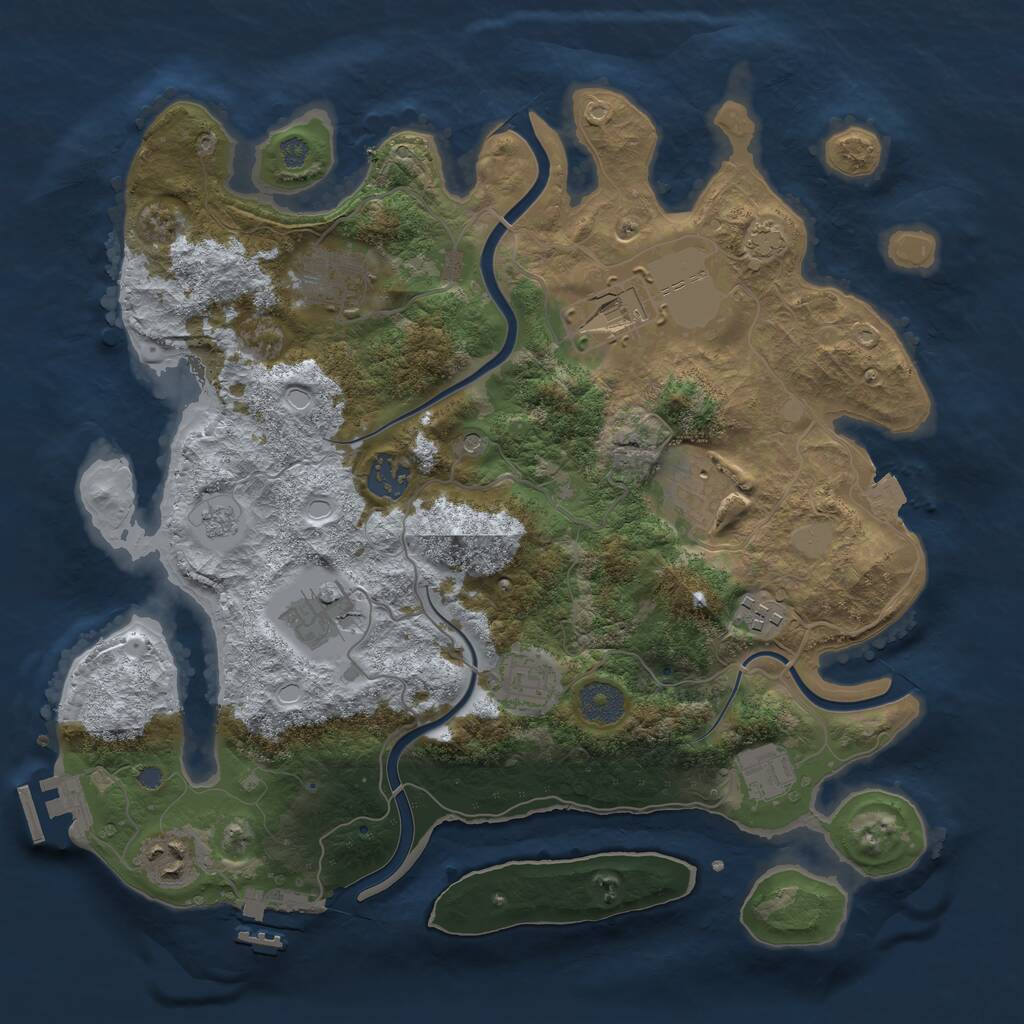 Rust Map: Procedural Map, Size: 3500, Seed: 195513935, 16 Monuments