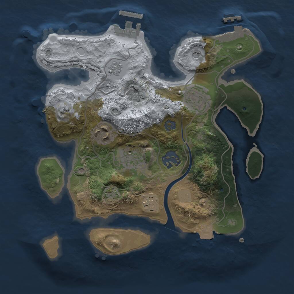 Rust Map: Procedural Map, Size: 2500, Seed: 1001898781, 13 Monuments
