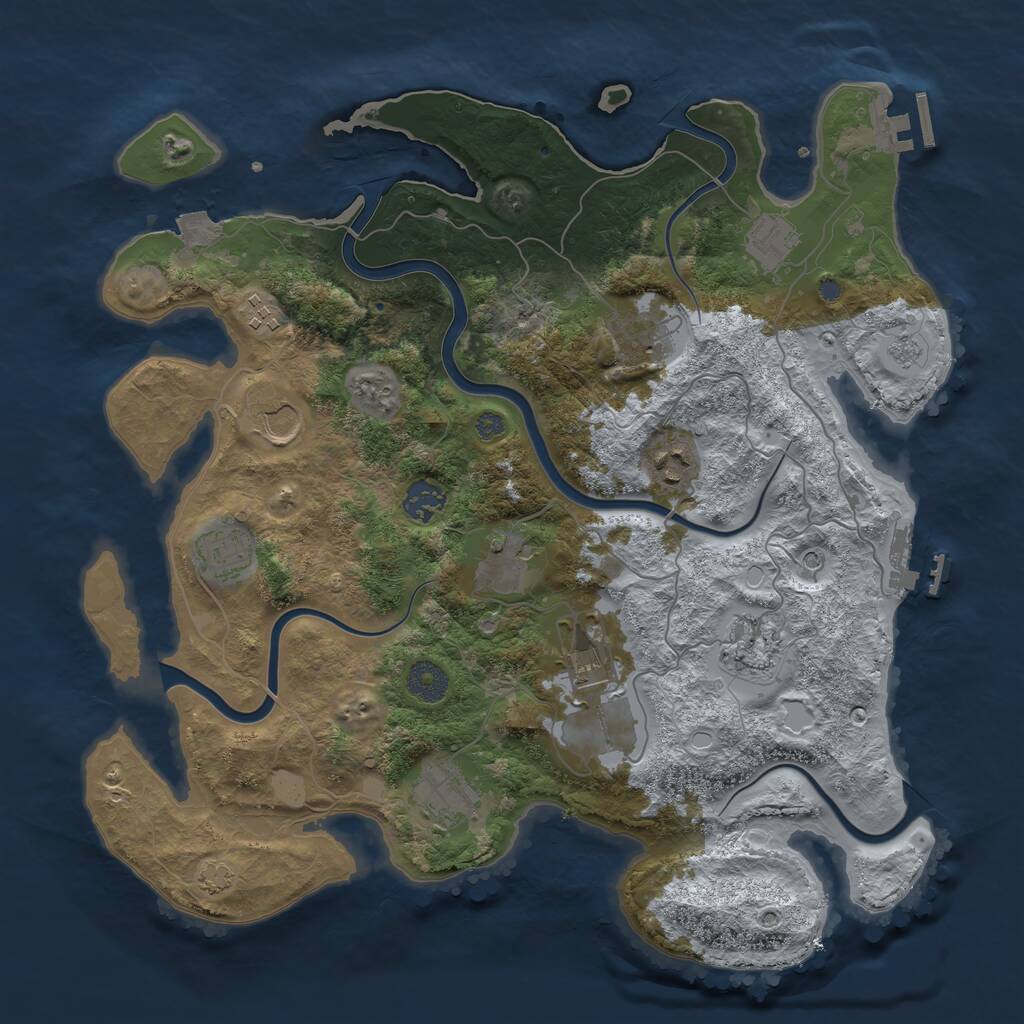 Rust Map: Procedural Map, Size: 3750, Seed: 1018551031, 16 Monuments