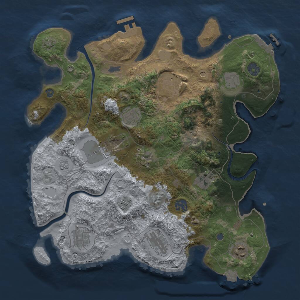 Rust Map: Procedural Map, Size: 3500, Seed: 1534180400, 16 Monuments