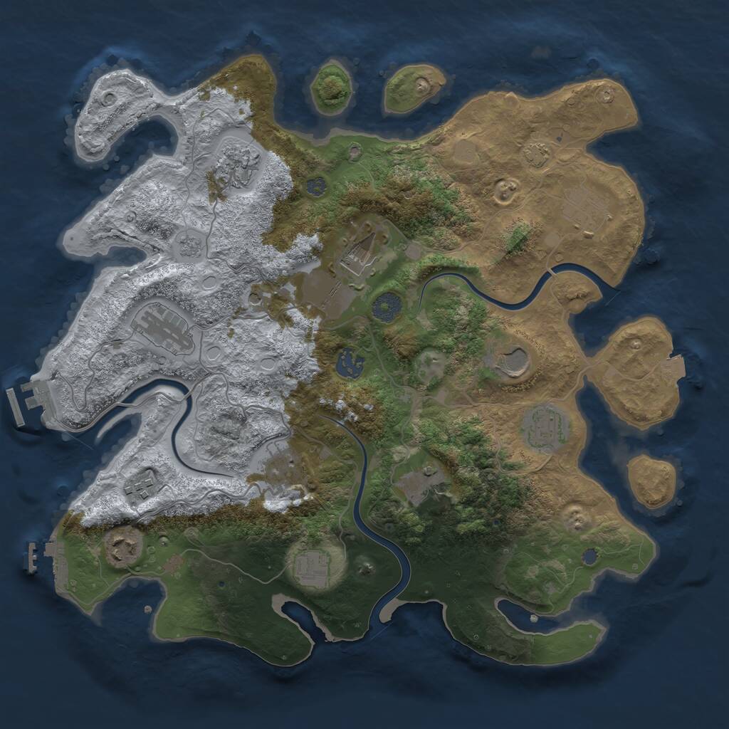 Rust Map: Procedural Map, Size: 3750, Seed: 2095046019, 19 Monuments