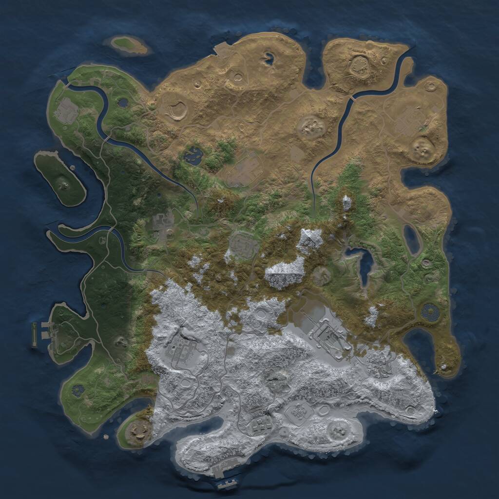 Rust Map: Procedural Map, Size: 4000, Seed: 1779375221, 19 Monuments