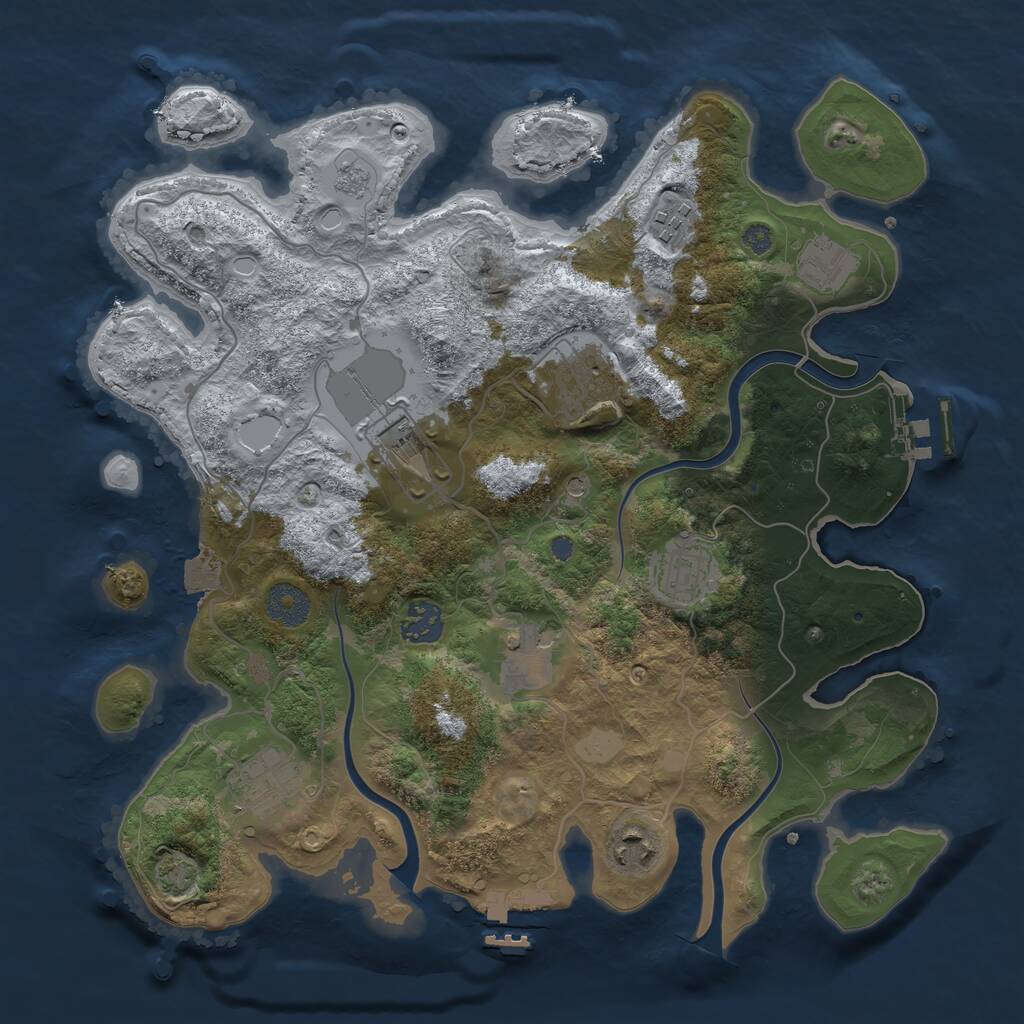 Rust Map: Procedural Map, Size: 3500, Seed: 1027347932, 16 Monuments