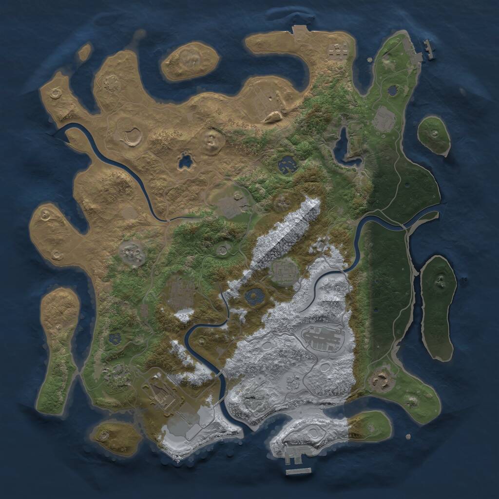 Rust Map: Procedural Map, Size: 4000, Seed: 88063961, 19 Monuments