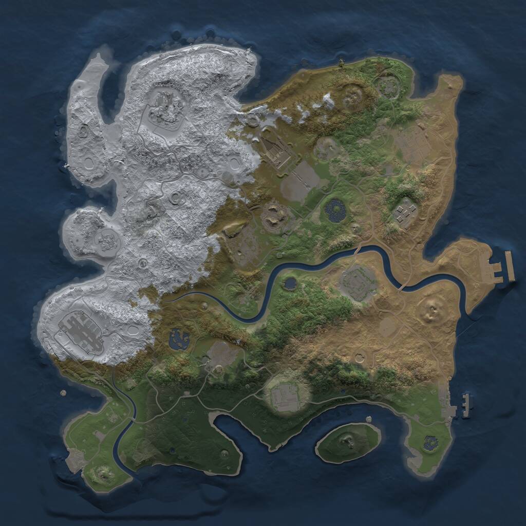Rust Map: Procedural Map, Size: 3500, Seed: 1083786432, 18 Monuments