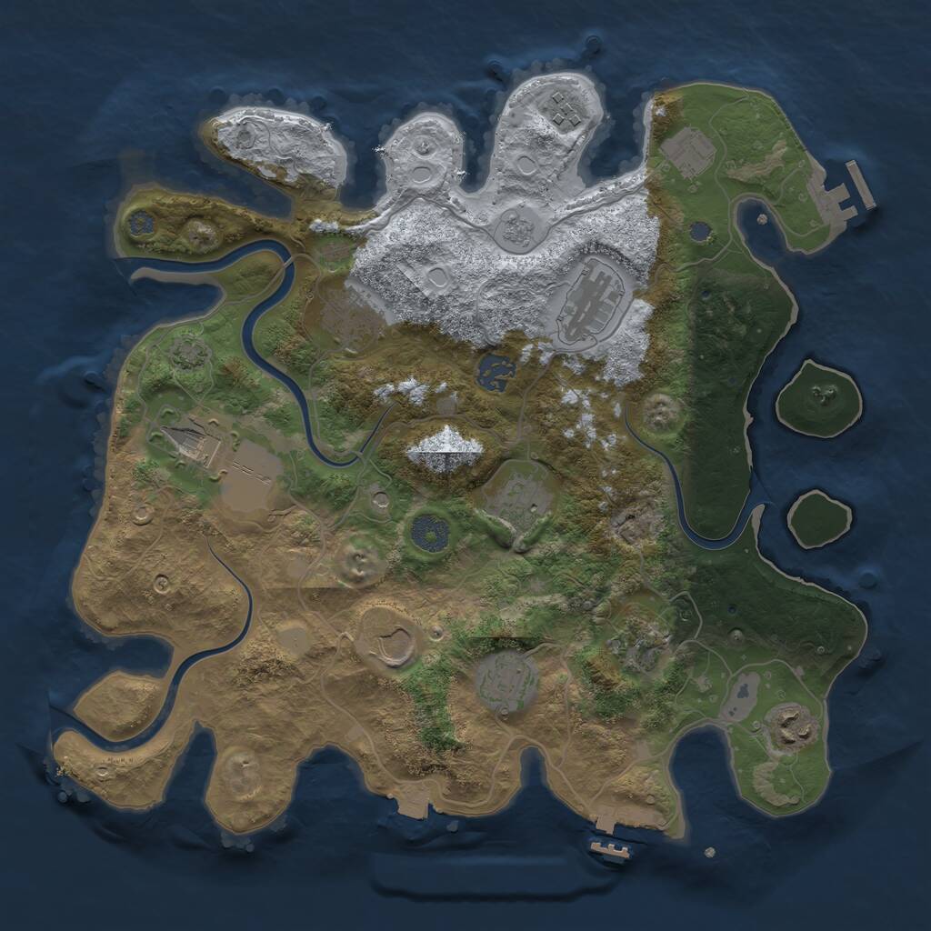 Rust Map: Procedural Map, Size: 3650, Seed: 1255324785, 18 Monuments