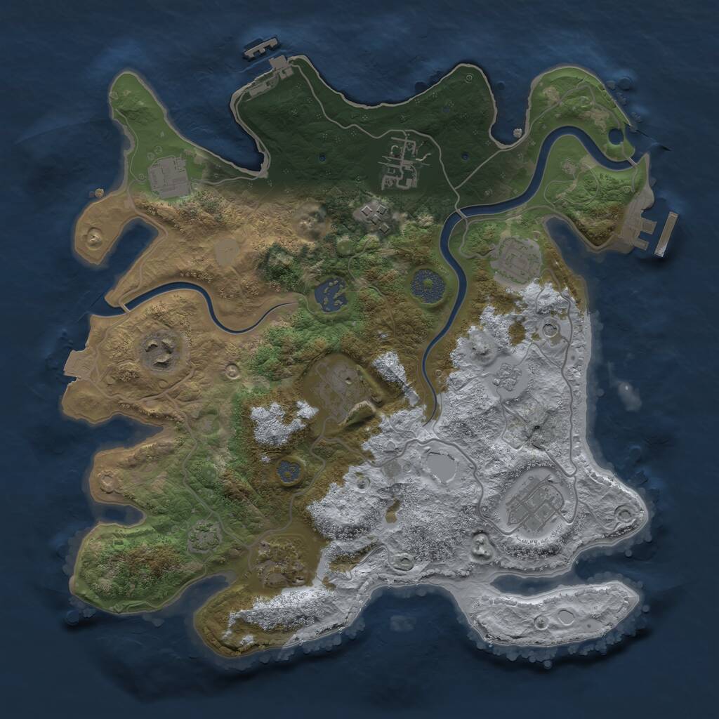 Rust Map: Procedural Map, Size: 3200, Seed: 1501704801, 16 Monuments