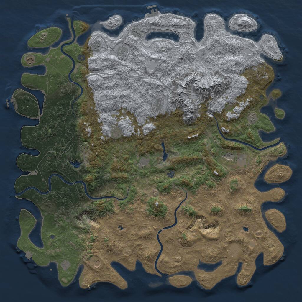 Rust Map: Procedural Map, Size: 6000, Seed: 342164080, 19 Monuments
