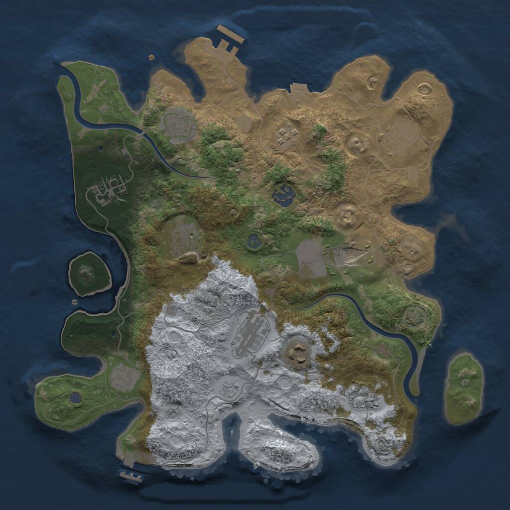 Rust Map: Procedural Map, Size: 3500, Seed: 440278304, 18 Monuments