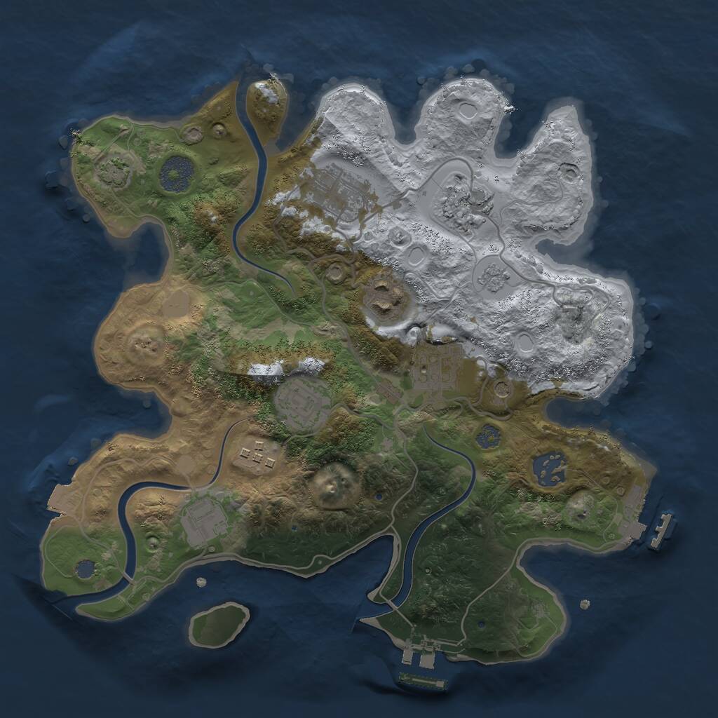 Rust Map: Procedural Map, Size: 3000, Seed: 383077352, 15 Monuments
