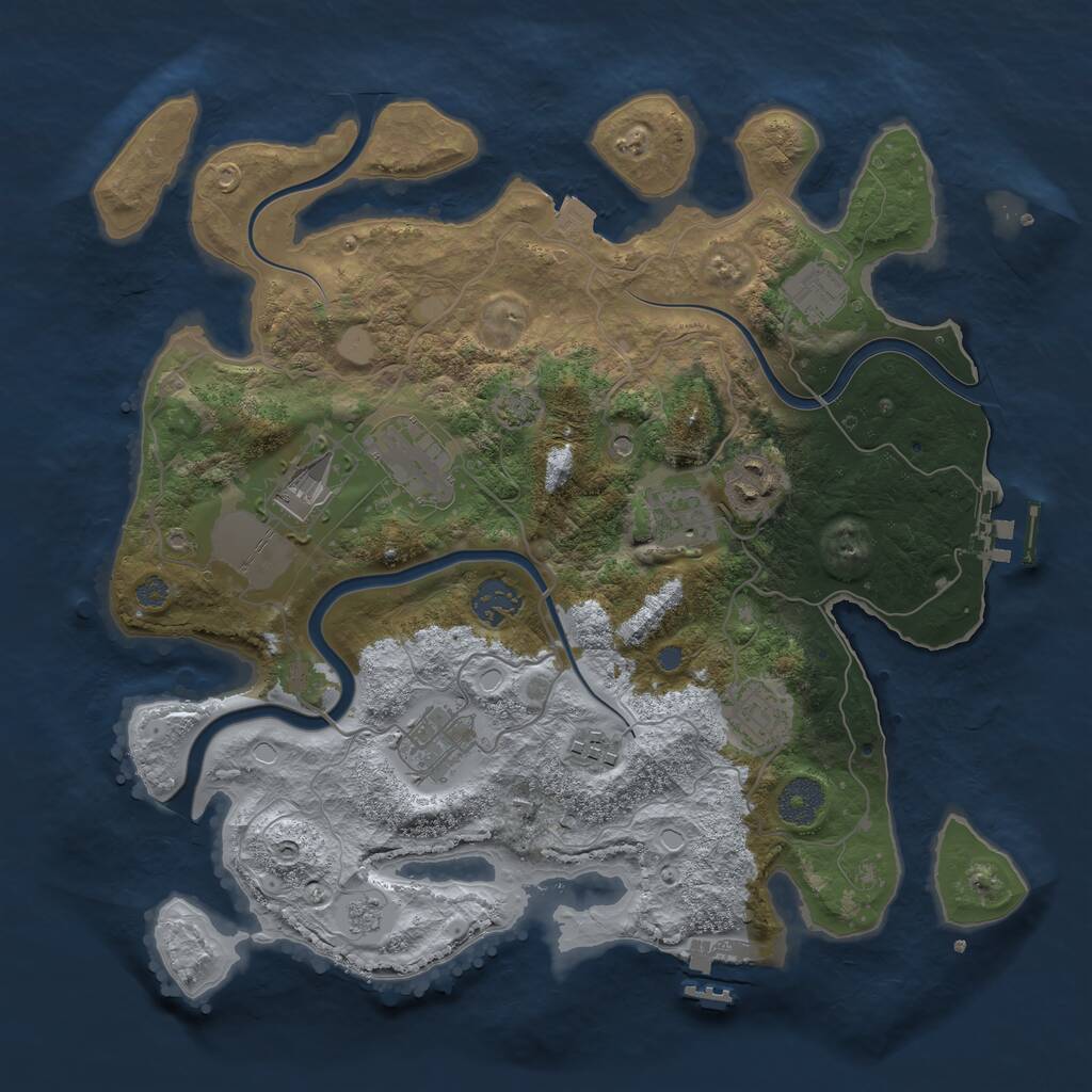 Rust Map: Procedural Map, Size: 3500, Seed: 92758, 16 Monuments