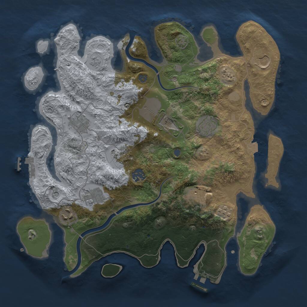 Rust Map: Procedural Map, Size: 3500, Seed: 930371628, 18 Monuments