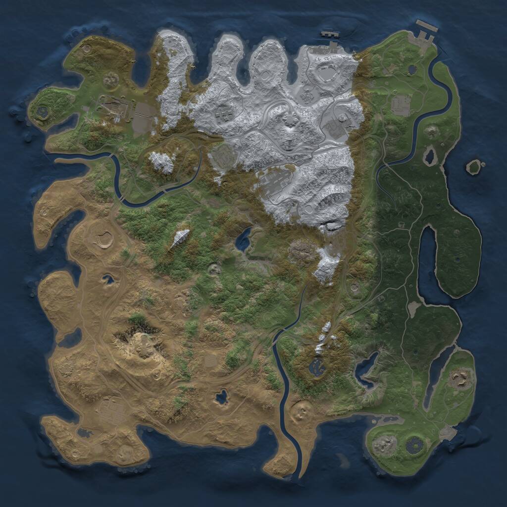 Rust Map: Procedural Map, Size: 4500, Seed: 1844217744, 19 Monuments