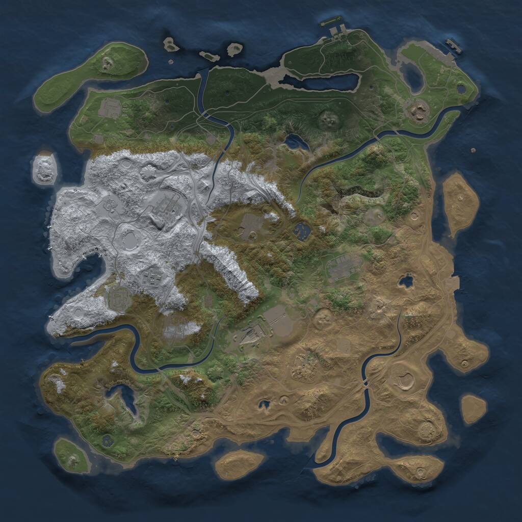 Rust Map: Procedural Map, Size: 4500, Seed: 1294632075, 17 Monuments