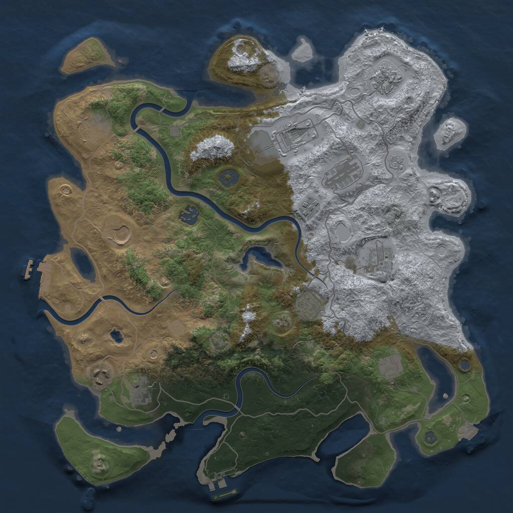 Rust Map: Procedural Map, Size: 4000, Seed: 728080, 19 Monuments
