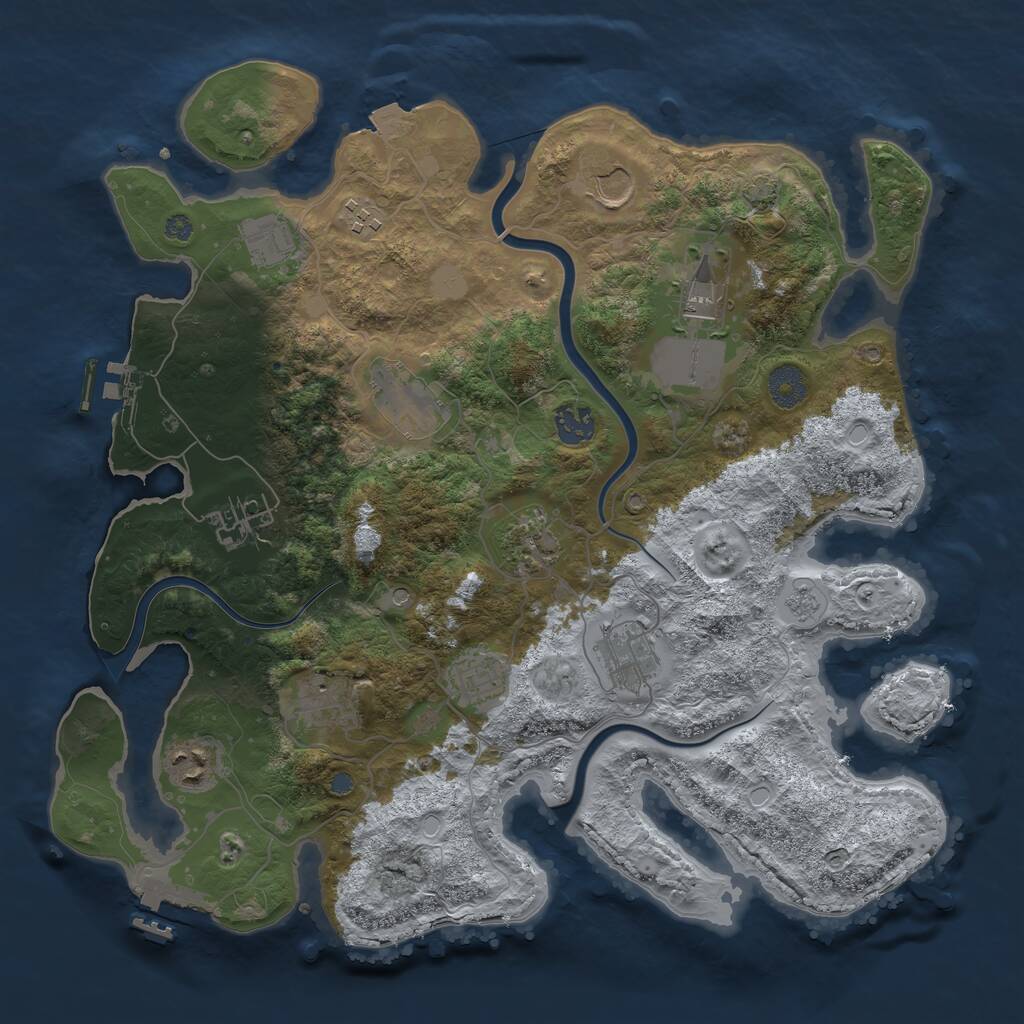 Rust Map: Procedural Map, Size: 3750, Seed: 987615, 19 Monuments