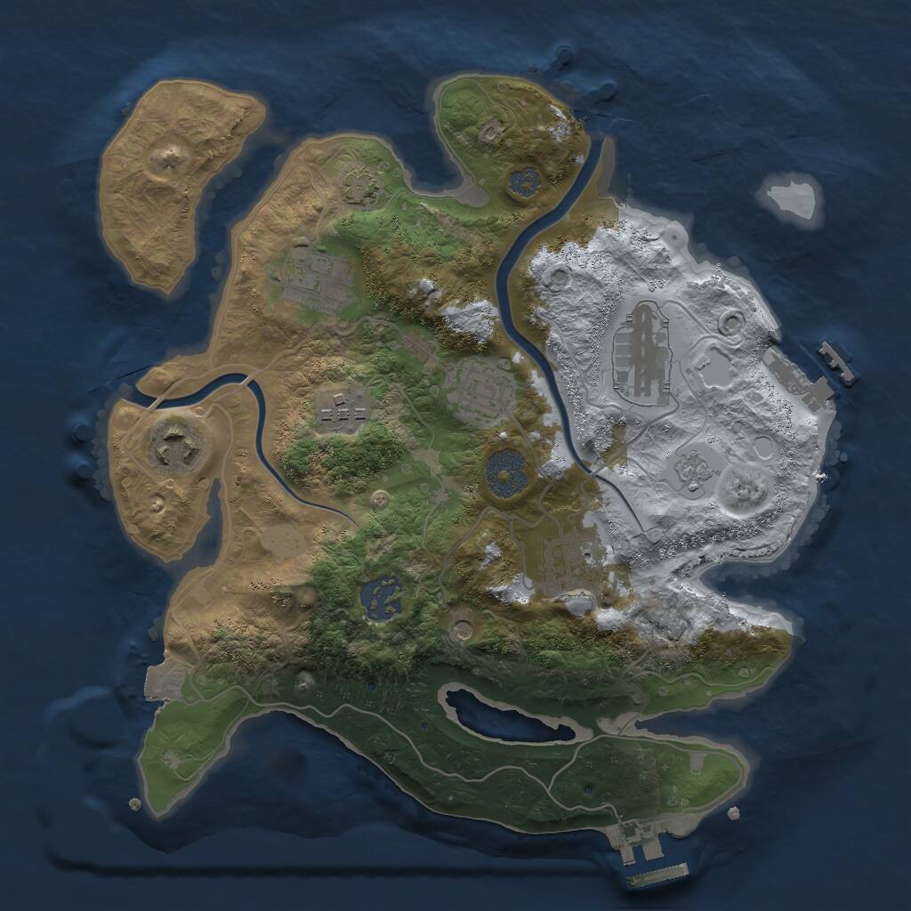 Rust Map: Procedural Map, Size: 3000, Seed: 542037, 15 Monuments