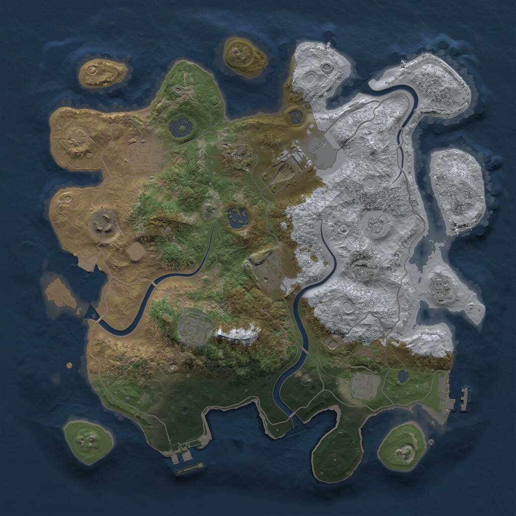Rust Map: Procedural Map, Size: 3500, Seed: 428705, 16 Monuments