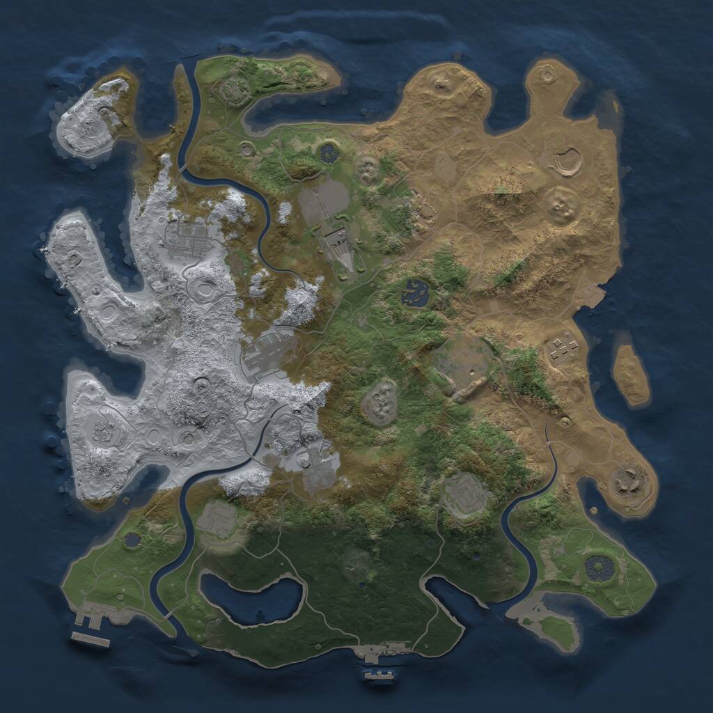 Rust Map: Procedural Map, Size: 3750, Seed: 769165, 19 Monuments