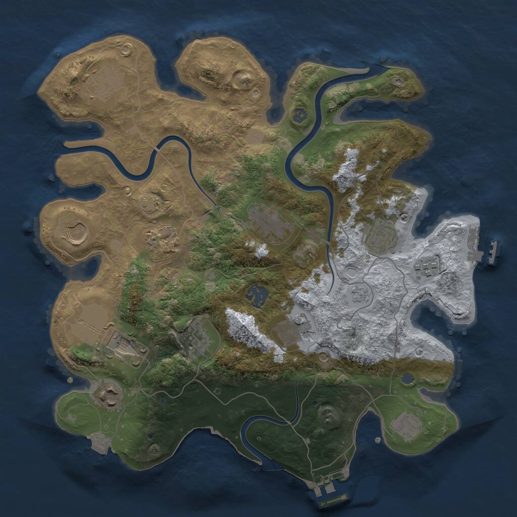 Rust Map: Procedural Map, Size: 3500, Seed: 413537, 19 Monuments