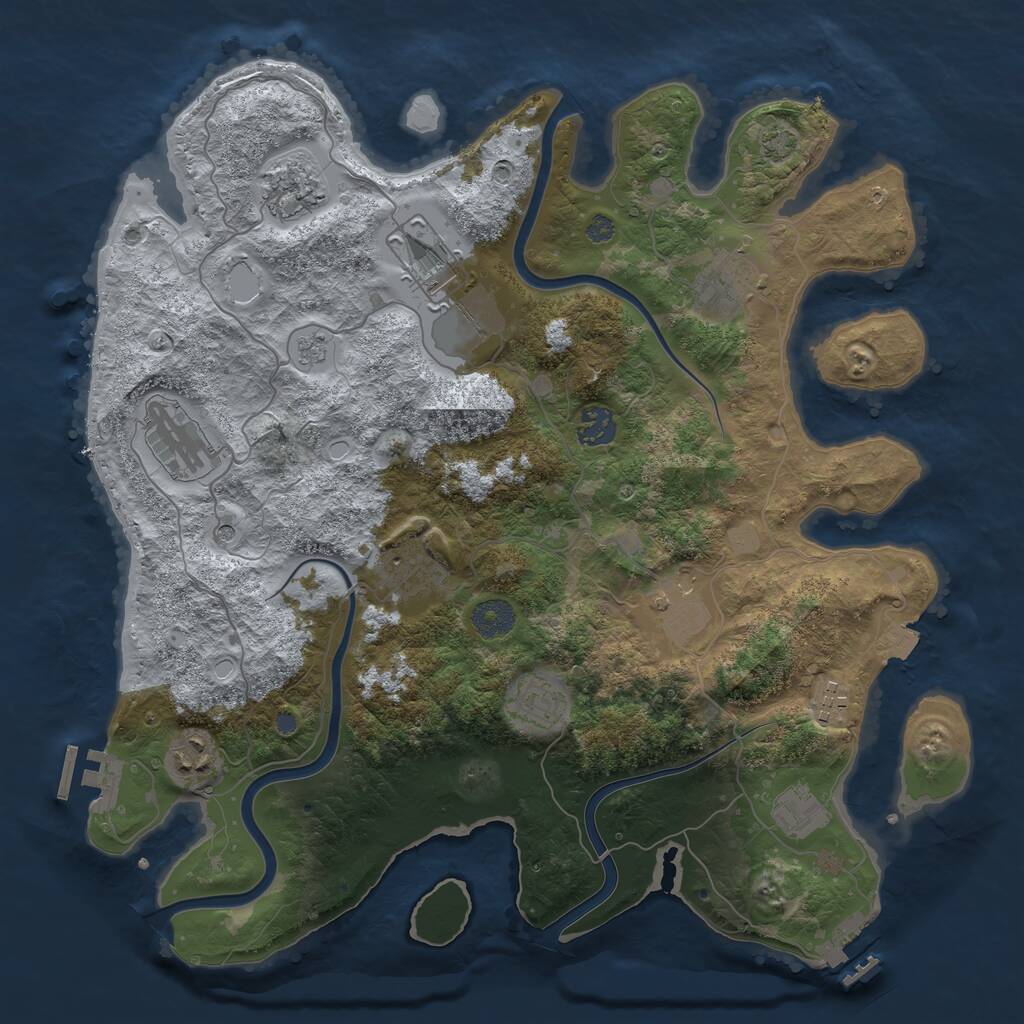 Rust Map: Procedural Map, Size: 3750, Seed: 661253, 18 Monuments