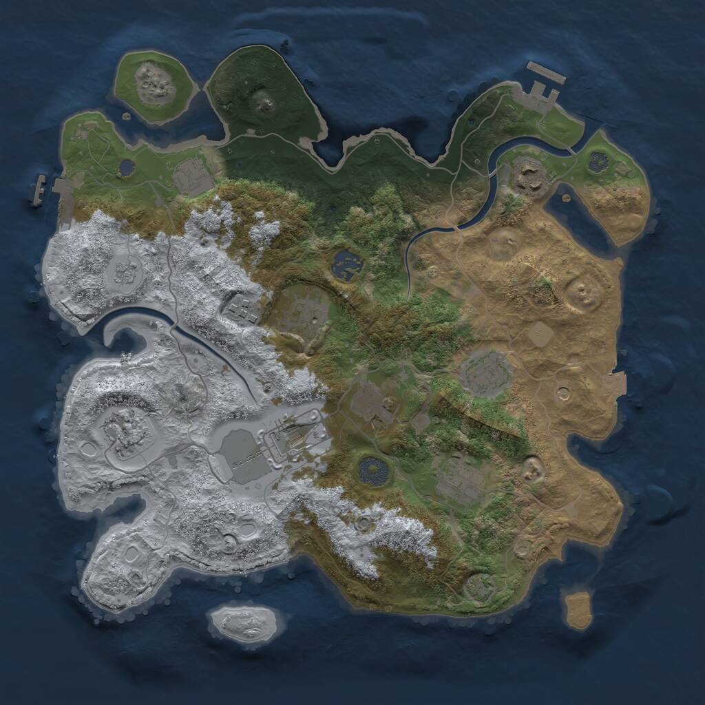 Rust Map: Procedural Map, Size: 3500, Seed: 574513, 17 Monuments