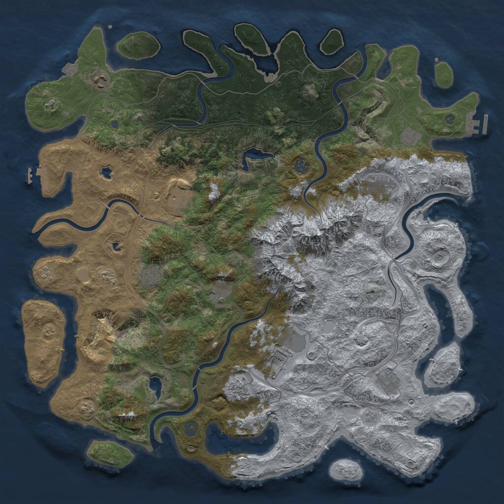 Rust Map: Procedural Map, Size: 5000, Seed: 392247, 18 Monuments