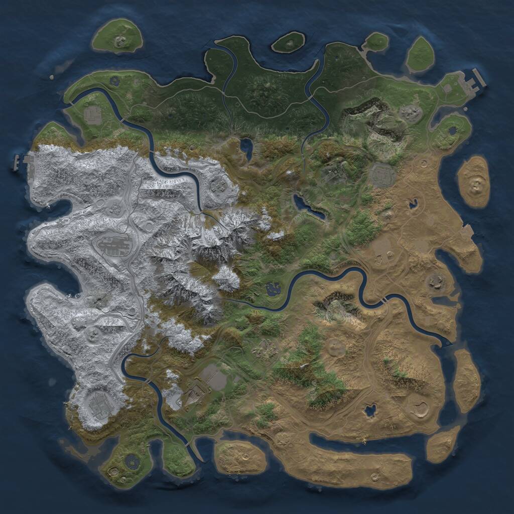 Rust Map: Procedural Map, Size: 5000, Seed: 462748, 19 Monuments
