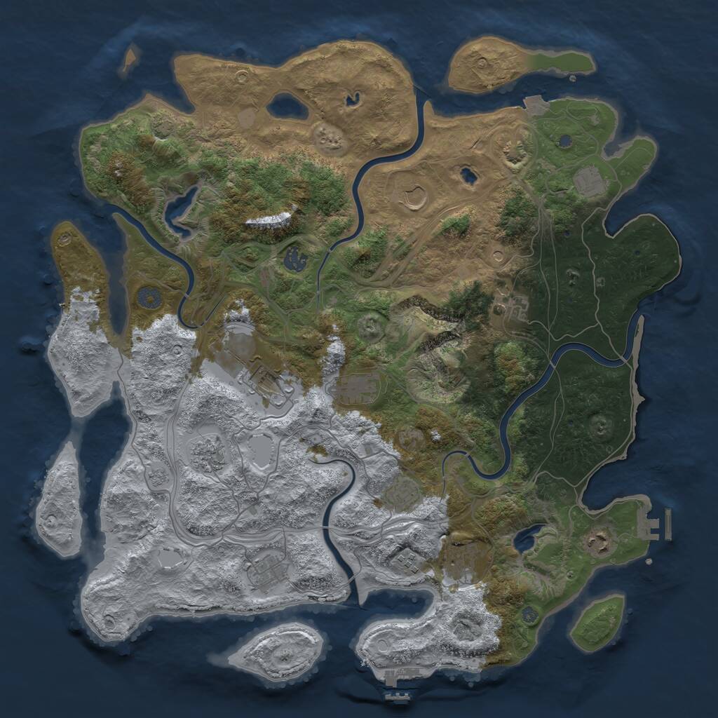 Rust Map: Procedural Map, Size: 4500, Seed: 870044, 19 Monuments