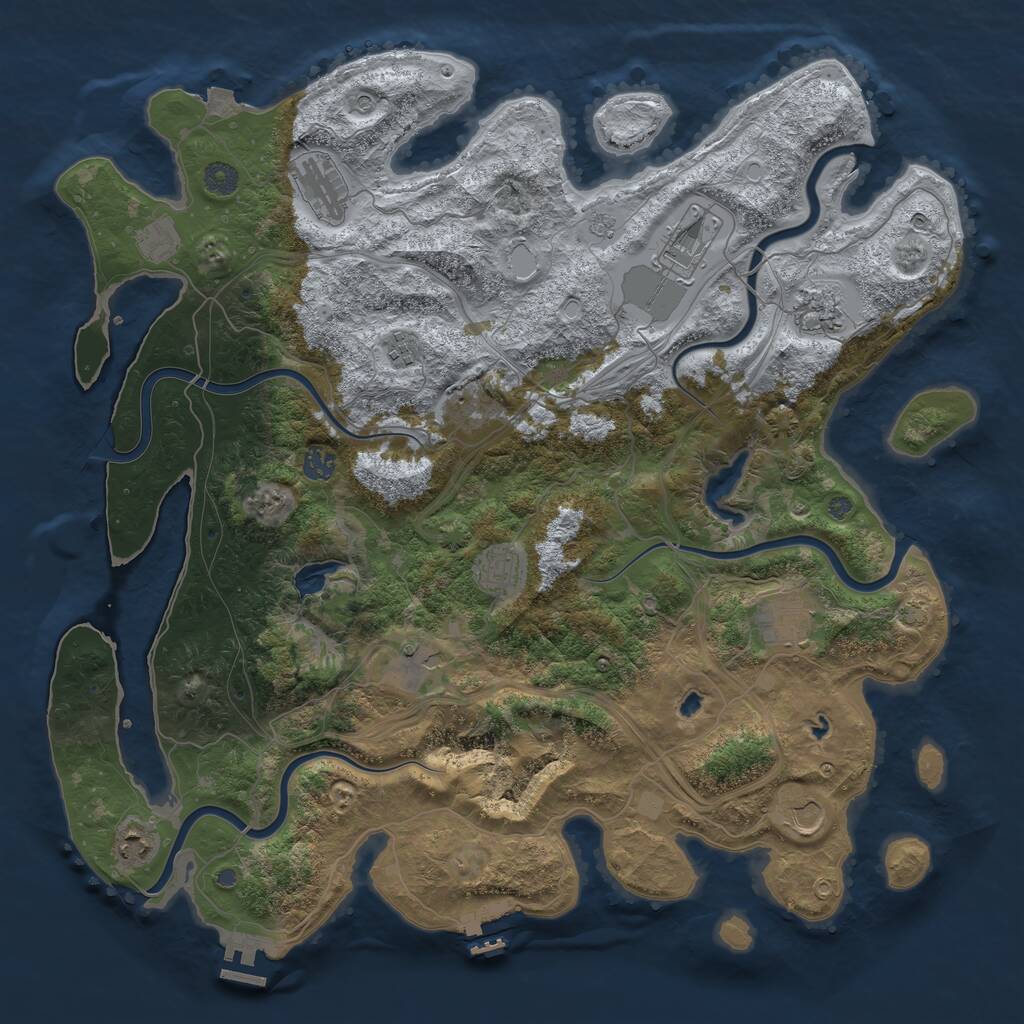 Rust Map: Procedural Map, Size: 4500, Seed: 771306, 19 Monuments