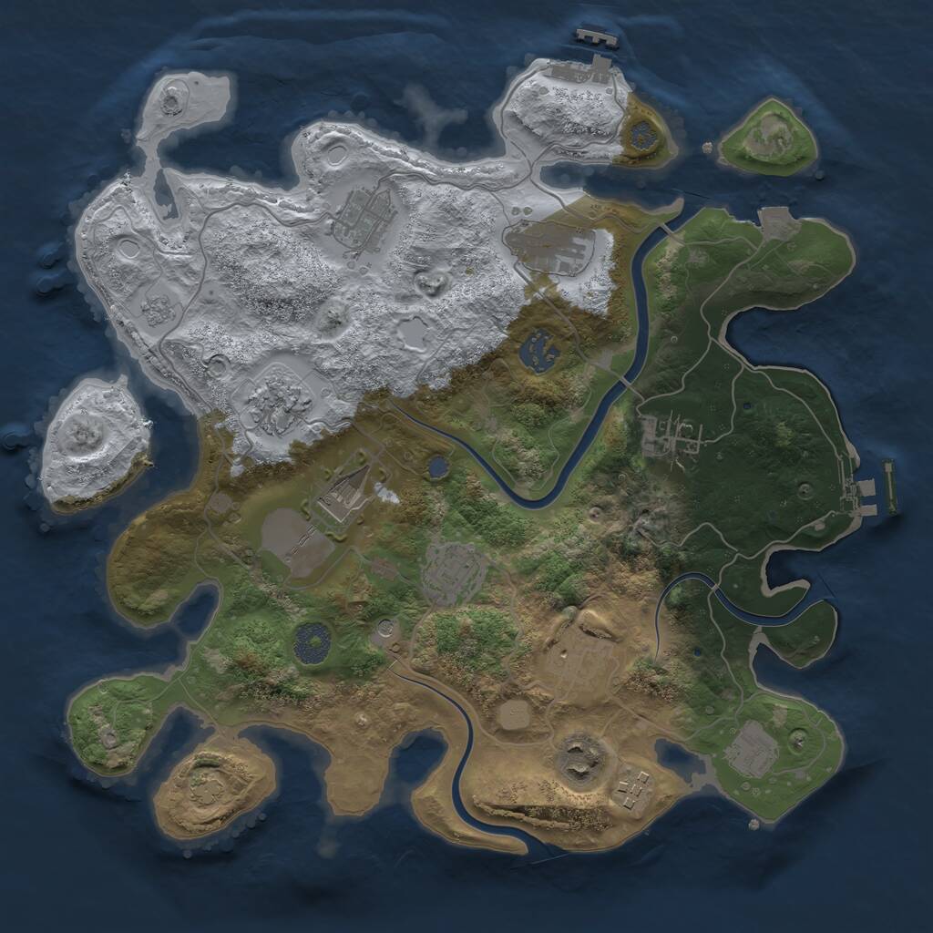 Rust Map: Procedural Map, Size: 3500, Seed: 951159, 18 Monuments