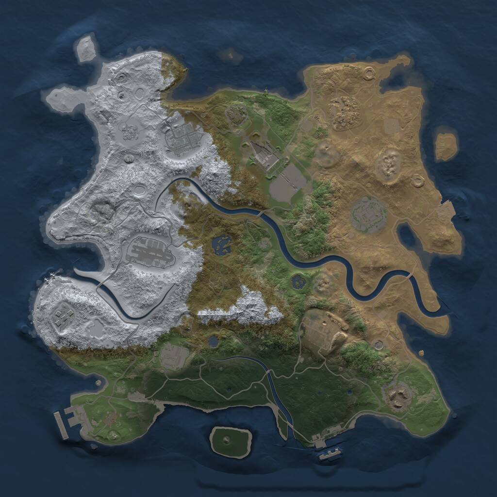 Rust Map: Procedural Map, Size: 3500, Seed: 526105, 17 Monuments