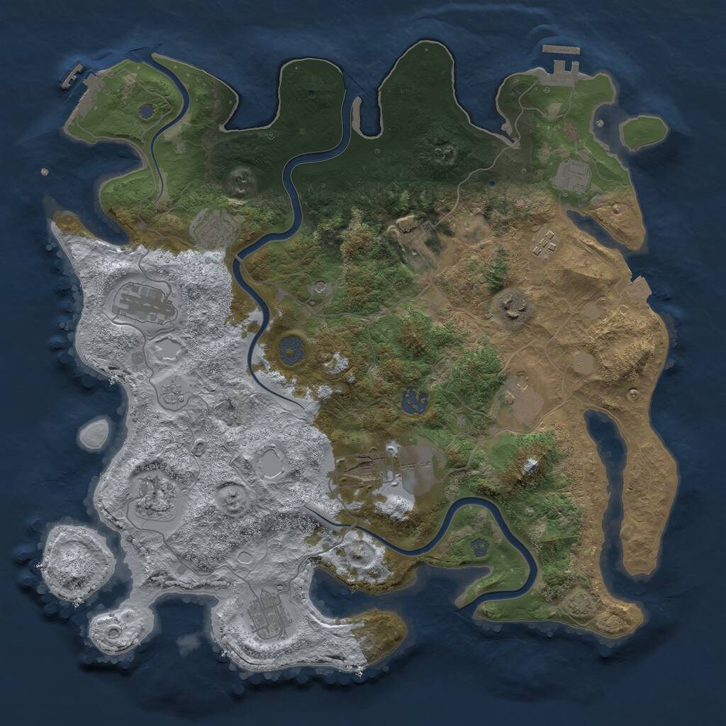 Rust Map: Procedural Map, Size: 3900, Seed: 627709, 18 Monuments