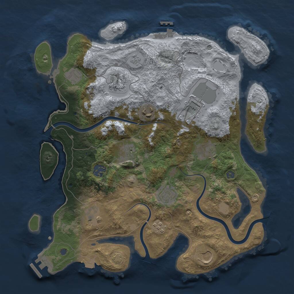 Rust Map: Procedural Map, Size: 3500, Seed: 596496, 18 Monuments