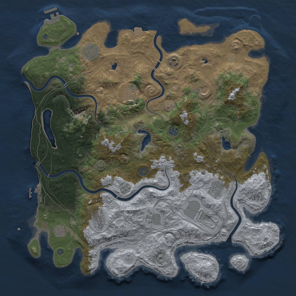 Rust Map: Procedural Map, Size: 4500, Seed: 600566, 19 Monuments