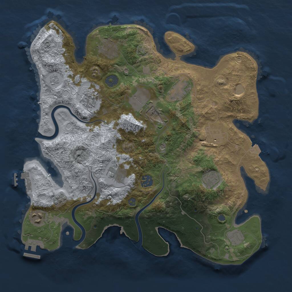 Rust Map: Procedural Map, Size: 3500, Seed: 384923, 18 Monuments