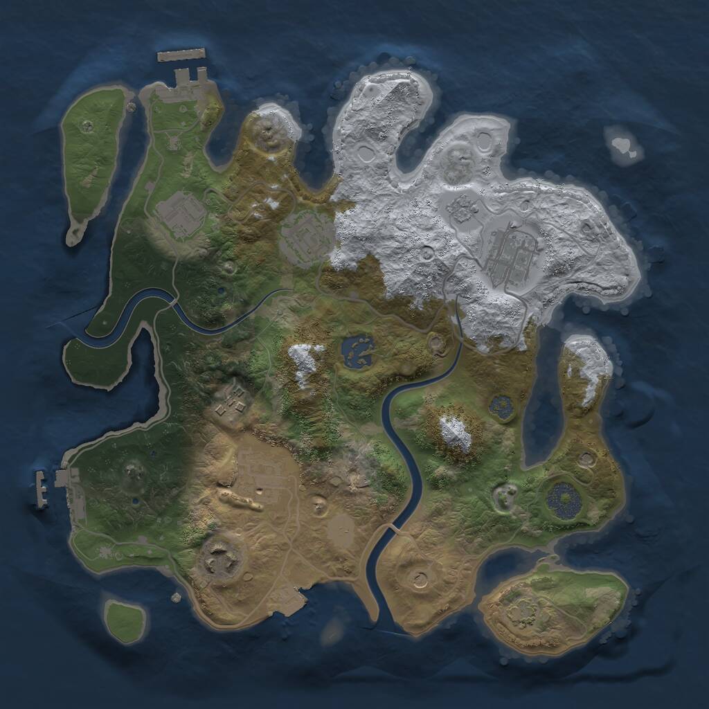 Rust Map: Procedural Map, Size: 3000, Seed: 168503, 14 Monuments