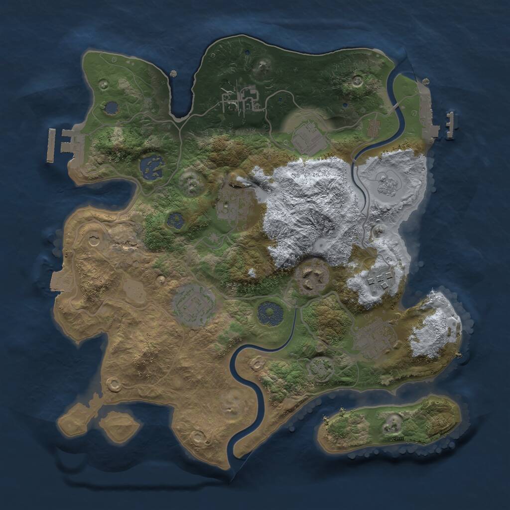 Rust Map: Procedural Map, Size: 3000, Seed: 13249302, 15 Monuments