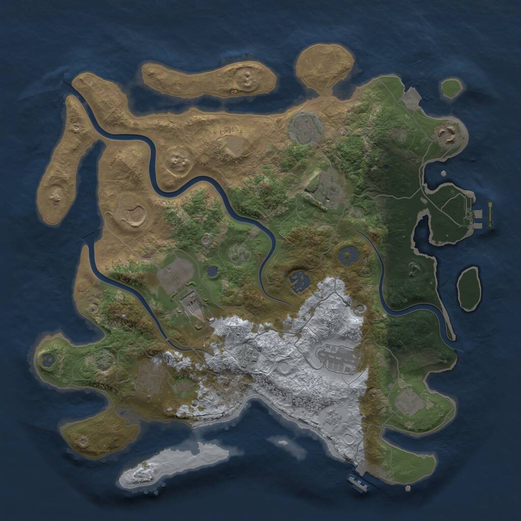 Rust Map: Procedural Map, Size: 3750, Seed: 543792, 17 Monuments