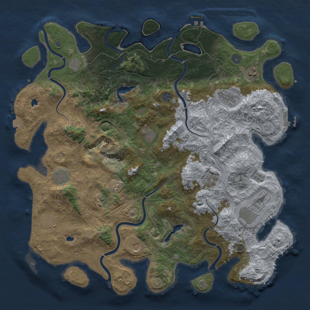 Rust Map: Procedural Map, Size: 4750, Seed: 392068, 19 Monuments