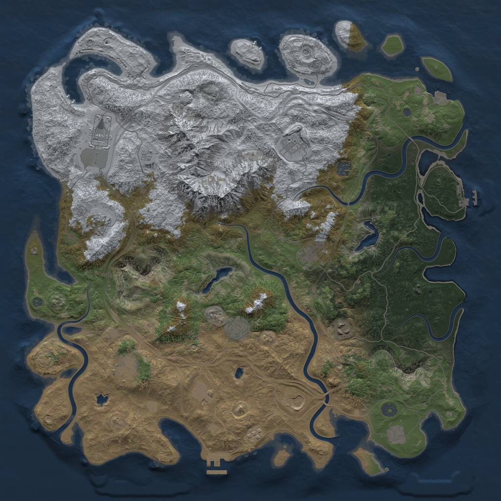 Rust Map: Procedural Map, Size: 5000, Seed: 464857, 19 Monuments
