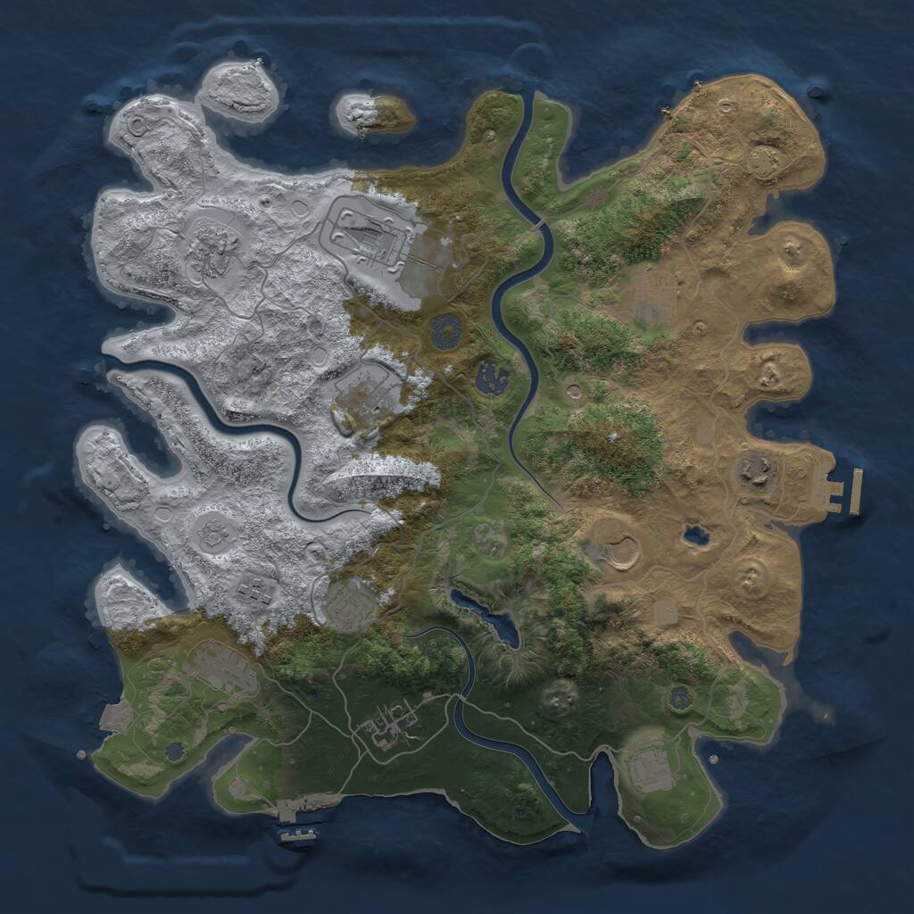 Rust Map: Procedural Map, Size: 4000, Seed: 1303860254, 19 Monuments