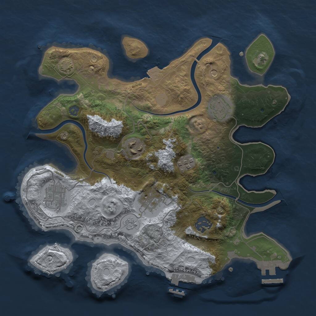 Rust Map: Procedural Map, Size: 3000, Seed: 60511507, 14 Monuments