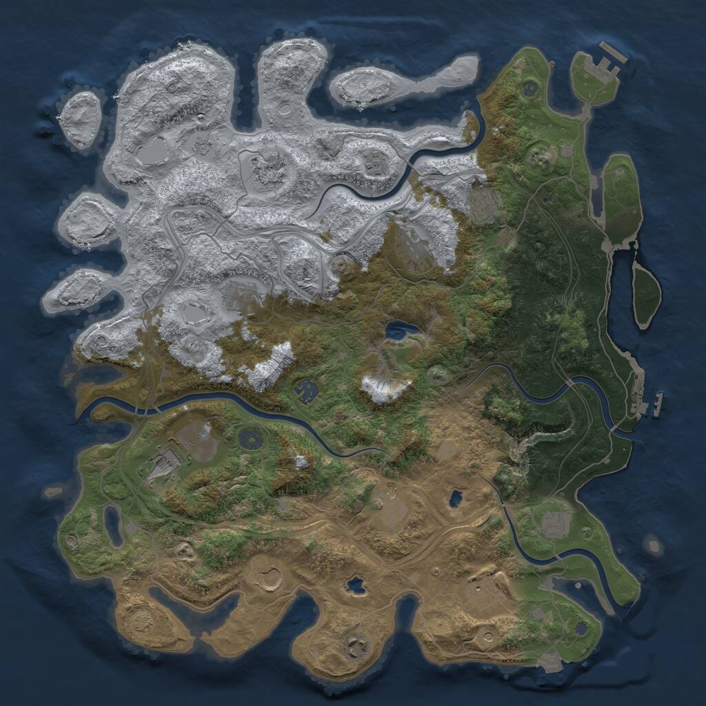 Rust Map: Procedural Map, Size: 4500, Seed: 855294, 19 Monuments