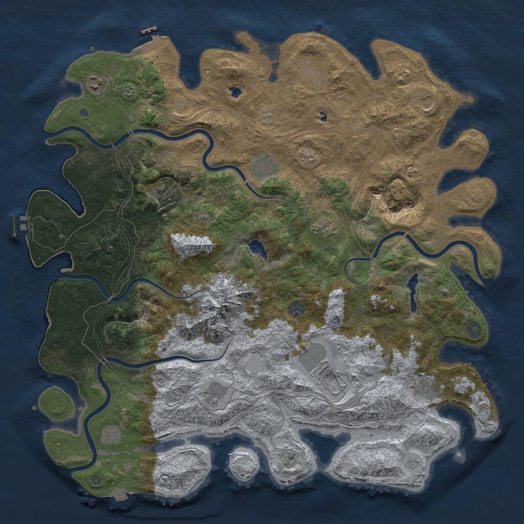 Rust Map: Procedural Map, Size: 5000, Seed: 916050, 19 Monuments