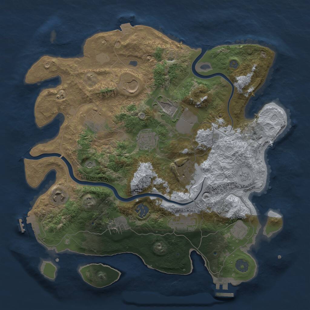 Rust Map: Procedural Map, Size: 3500, Seed: 83921, 18 Monuments