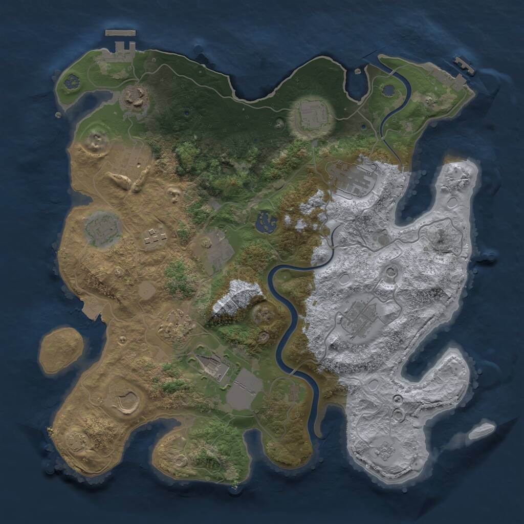 Rust Map: Procedural Map, Size: 3500, Seed: 691640, 19 Monuments