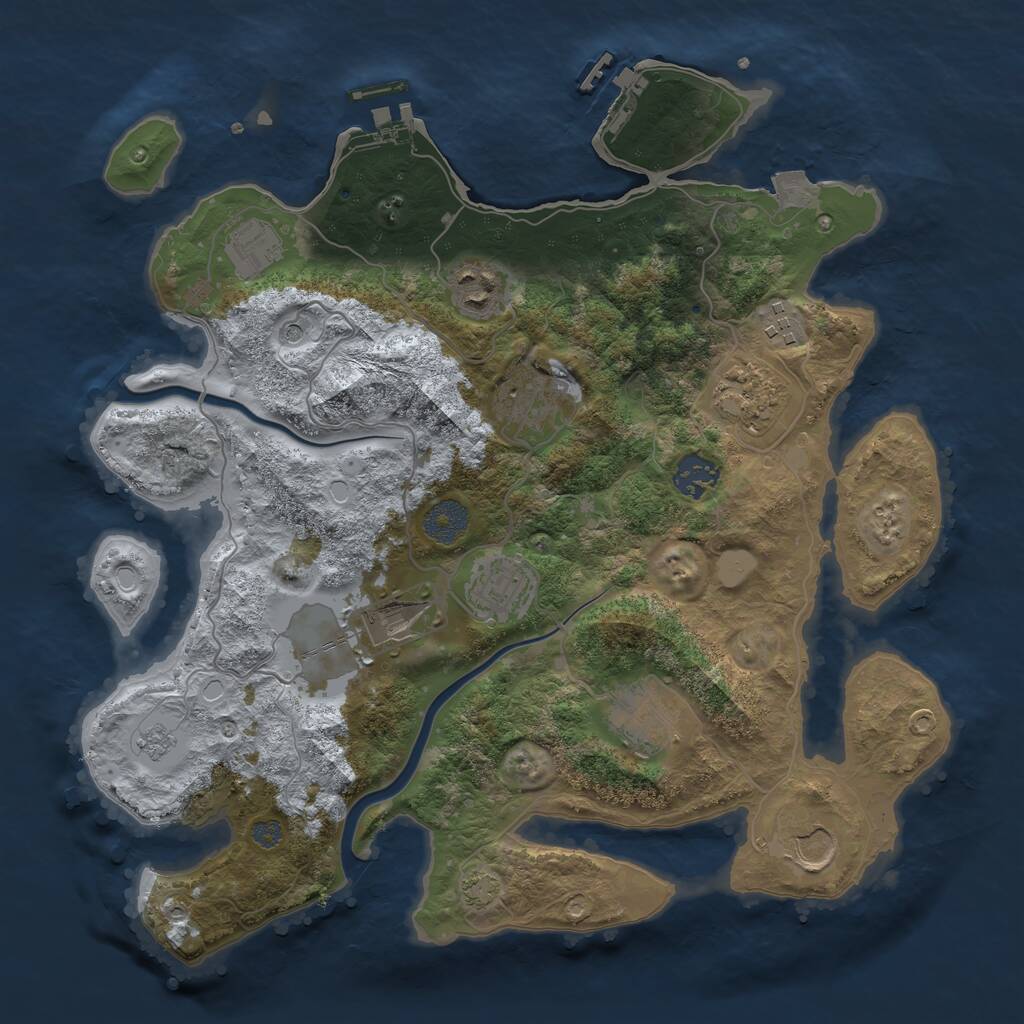 Rust Map: Procedural Map, Size: 3500, Seed: 1609750042, 17 Monuments