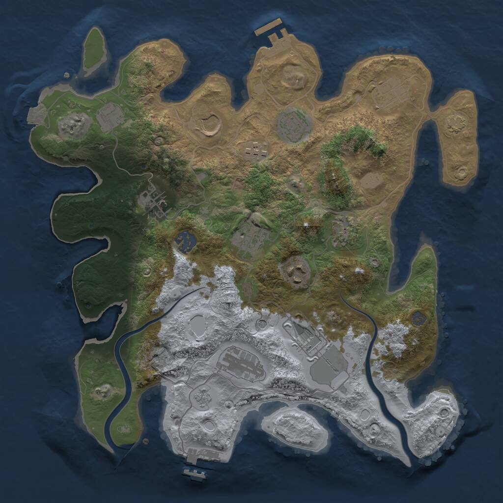 Rust Map: Procedural Map, Size: 3500, Seed: 362183, 19 Monuments